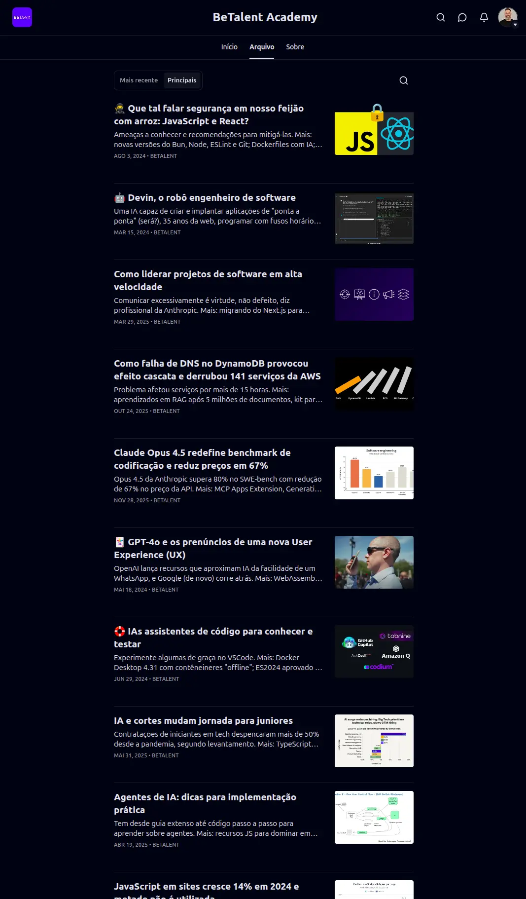Arquivo de publicações técnicas da BeTalent Academy sobre tecnologia e engenharia